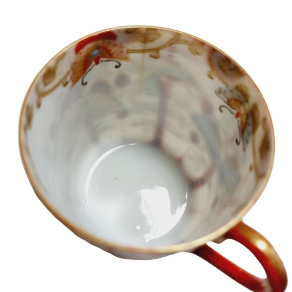 Vintage 1930s Butterfly Teacup & Saucer Set Japanese Eggshell Porcelain Miniatur - Picture 7 of 14